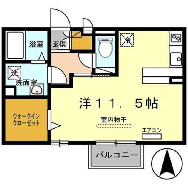 マイ・ピエス・ヒロ(ワンルーム/2階)の間取り写真