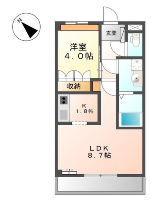 パロ・アルトB棟(1LDK/2階)の間取り写真