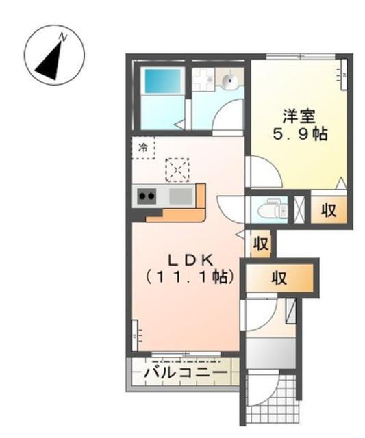 ボナールディアコートⅡ(1LDK/1階)の間取り写真