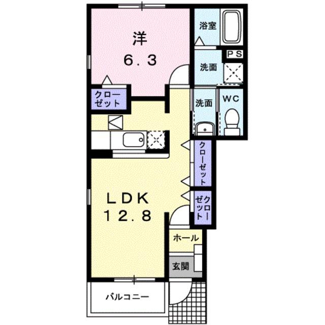 グリーンヒルミヤケⅡ(1LDK/1階)の間取り写真