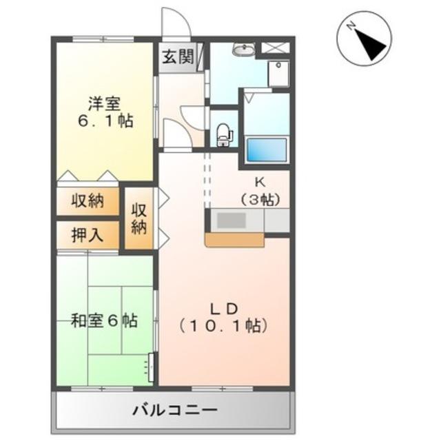 サンハイム中村(2LDK/1階)の間取り写真