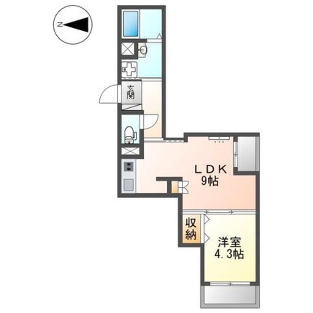 フルハウス黒田Ⅱ(1LDK/3階)の間取り写真