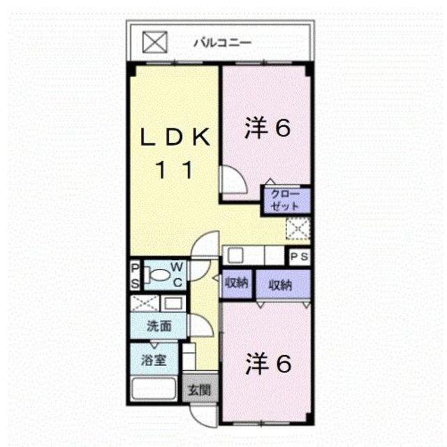 レフィナード吹上(2LDK/2階)の間取り写真