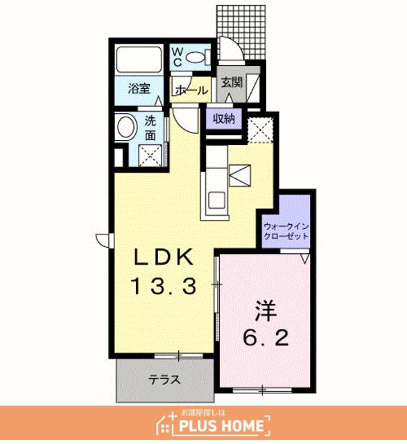 シテリナ(1LDK/1階)の間取り写真