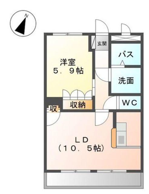 和歌山電鐵貴志川線 日前宮駅 徒歩20分 2階建 築19年(1LDK/1階)の間取り写真