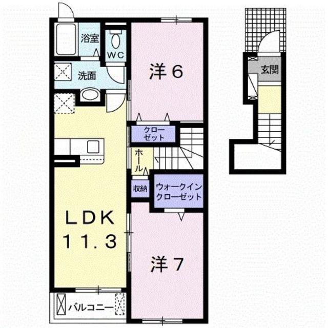 プルメリア加納Ⅱ(2LDK/2階)の間取り写真