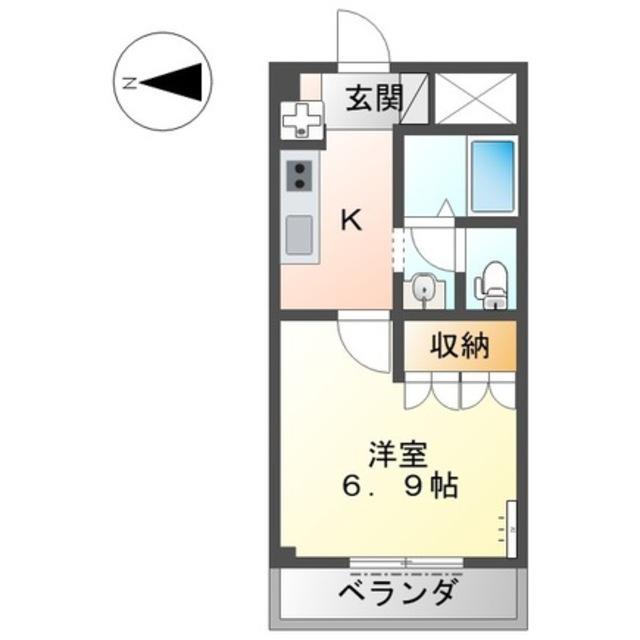 ポートM(1K/2階)の間取り写真