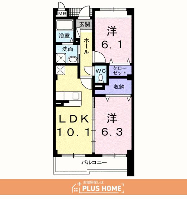 リヴェール栄谷(2LDK/1階)の間取り写真