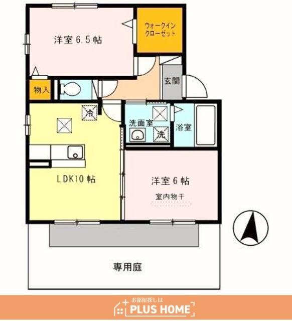 ウエストヒルズ(2LDK/1階)の間取り写真