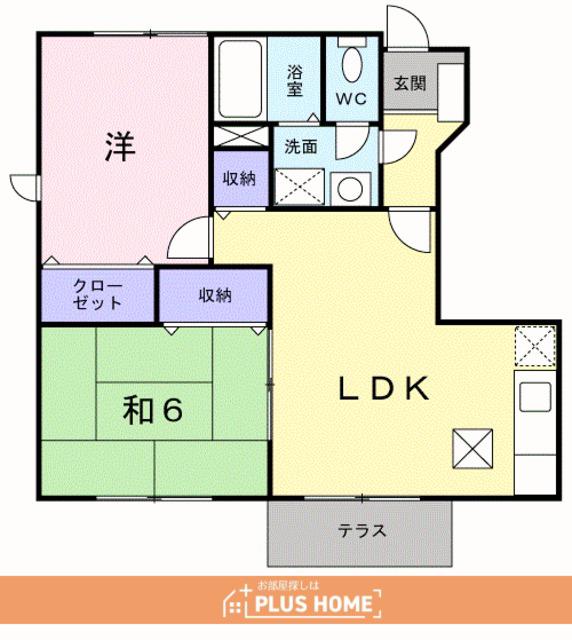 ヴィアーレ2(2LDK/1階)の間取り写真