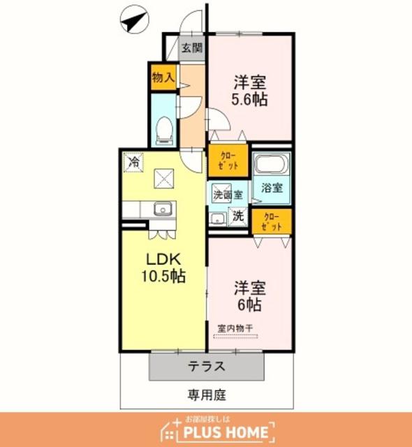 フォレスト コート(2LDK/1階)の間取り写真
