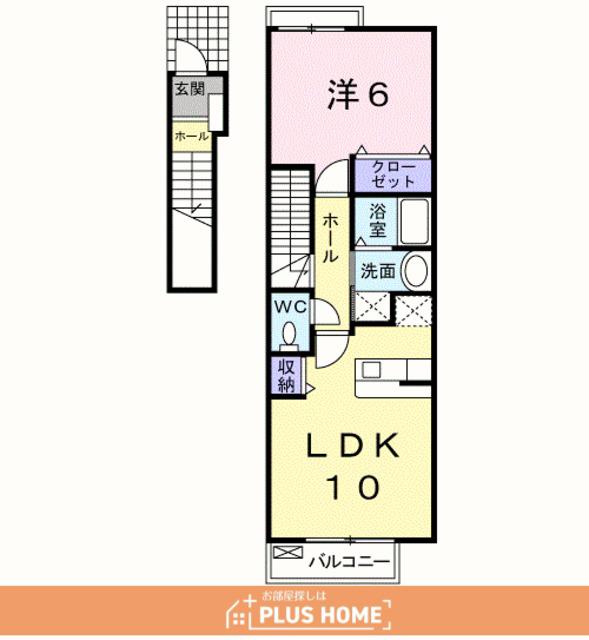 ハーベスト弐番館(1LDK/2階)の間取り写真