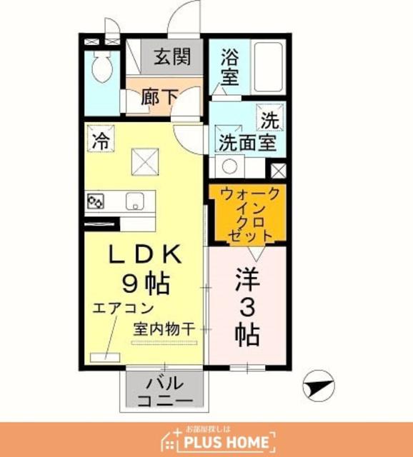 グラミール中之島(1LDK/1階)の間取り写真