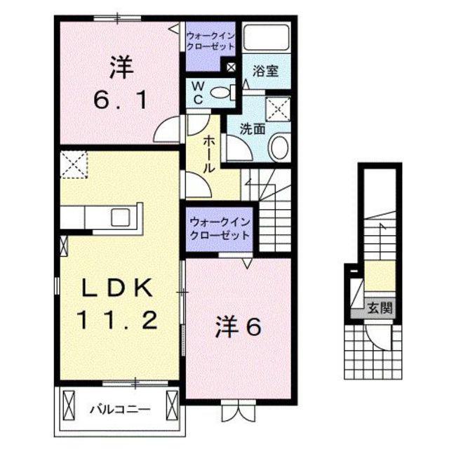 メゾン ド ボヌール(2LDK/2階)の間取り写真