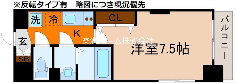LUXE京都西大路(1K/5階)の間取り写真