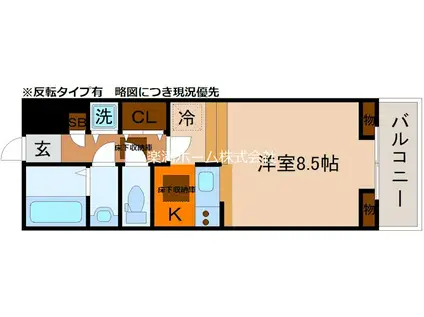 ホワイトハイムKAGAMIISHI(ワンルーム/2階)の間取り写真