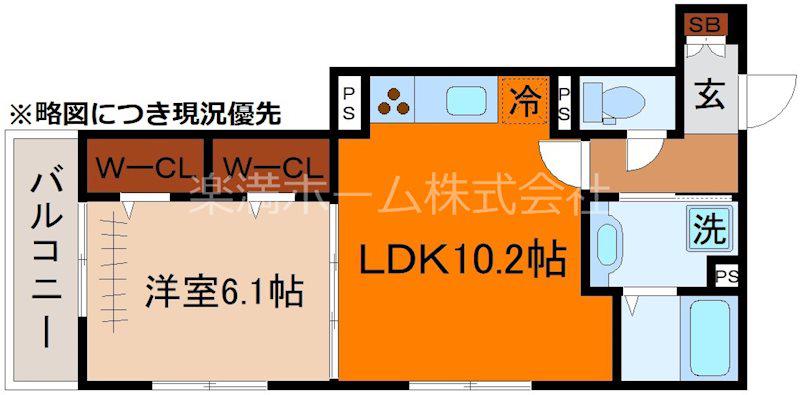 GRAMM深草 サウス(1LDK/2階)の間取り写真