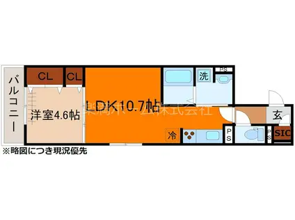 D-ROOM丹波橋(1LDK/2階)の間取り写真