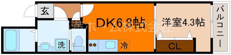 ARCA山科(1DK/3階)の間取り写真