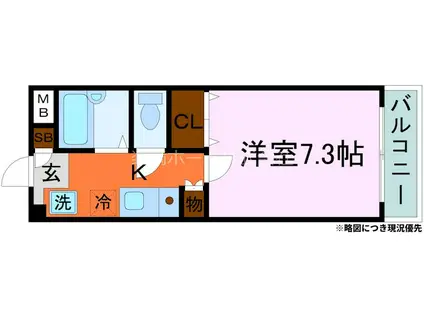 ミーティス衣笠(1K/3階)の間取り写真