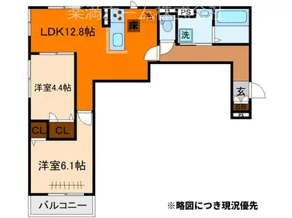 ヌーベル・ヴィー侍従池(2LDK/1階)の間取り写真