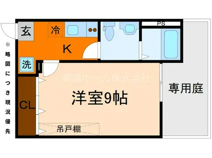 フラッティ堀川下立売(1K/1階)の間取り写真