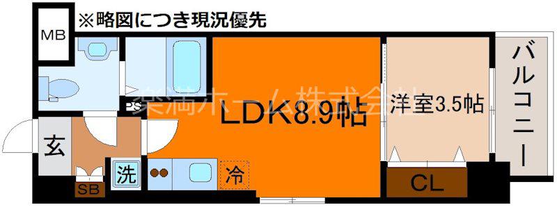 CREST TAPP 京都西京極DEX(1LDK/5階)の間取り写真