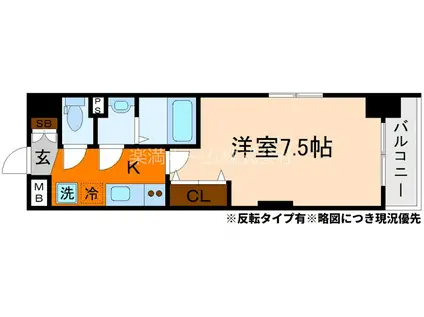 LUXE京都西大路(1K/7階)の間取り写真