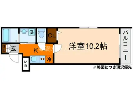 CREST TAPP京都丹波口II(1K/1階)の間取り写真