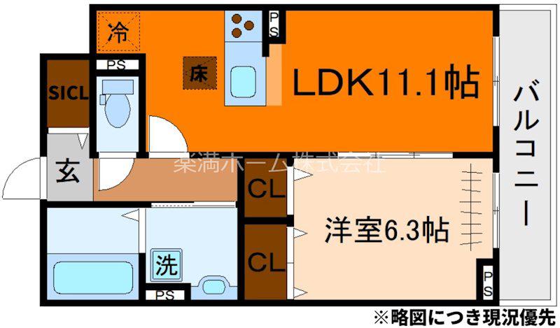 東海道本線 長岡京駅 徒歩35分 3階建 築1年(1LDK/1階)の間取り写真