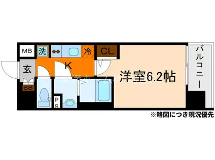 東海道本線 西大路駅 徒歩10分 10階建 新築(1K/9階)の間取り写真