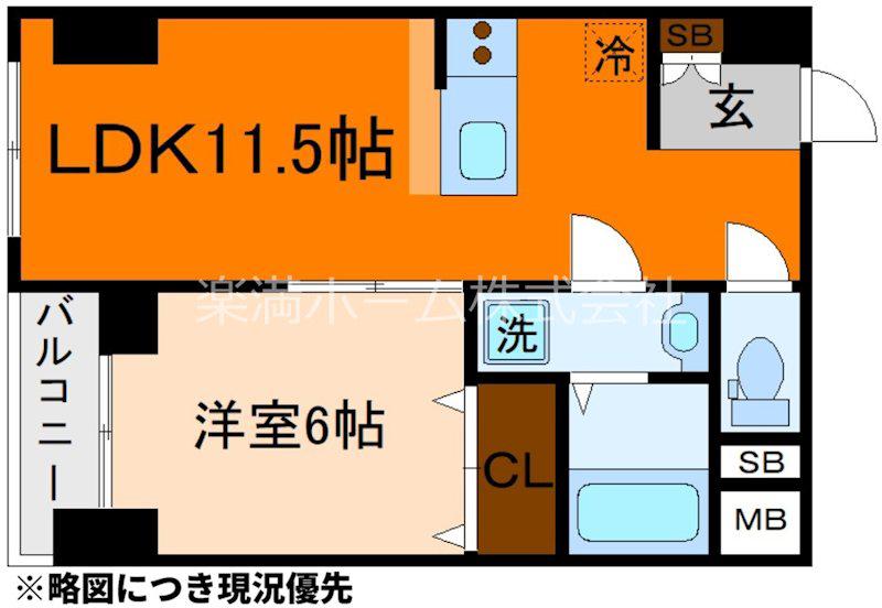 墨染コーポ(1LDK/2階)の間取り写真