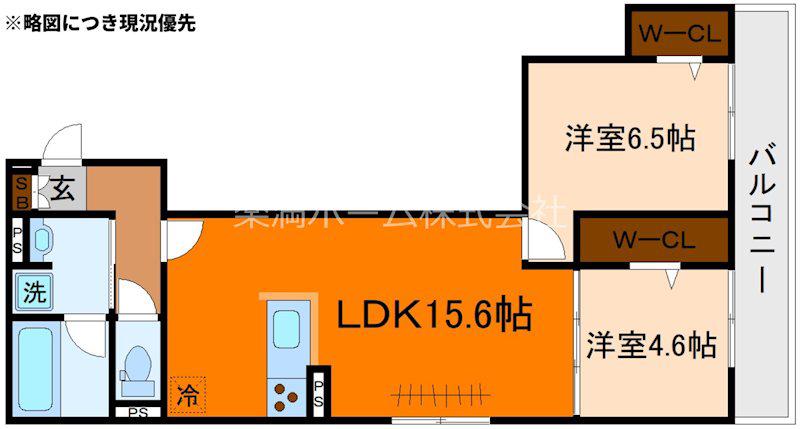 ハイダウェイ両替町(2LDK/2階)の間取り写真