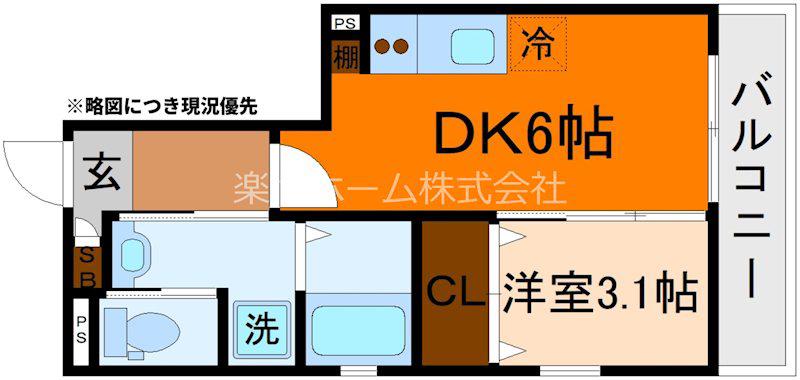 LIVE FLAT京都西院(1DK/4階)の間取り写真