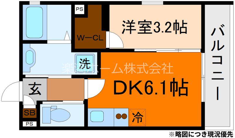 LIVE FLAT京都西院(1DK/3階)の間取り写真