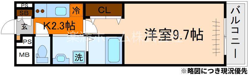 オーサム ヴィレッジ 京都桂(1K/3階)の間取り写真