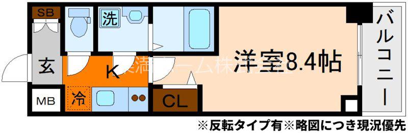 CREST TAPP京都太秦天神川DEX I(1K/2階)の間取り写真