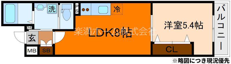 ARCA嵯峨嵐山(1LDK/1階)の間取り写真