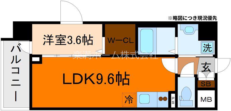 ソルテラス京都JUJO薫(1LDK/4階)の間取り写真