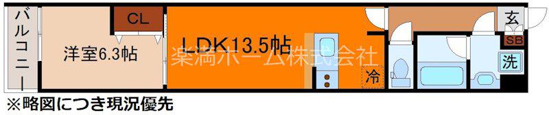 LAFITESHIMOGAMO(1LDK/1階)の間取り写真