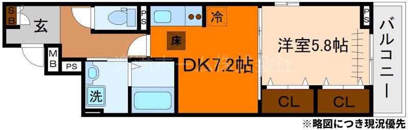 ヒカルサ京都梅津東(1DK/1階)の間取り写真