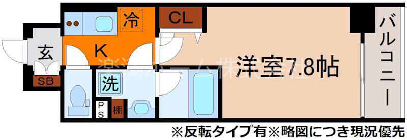 CAVANA九条烏丸(1K/4階)の間取り写真