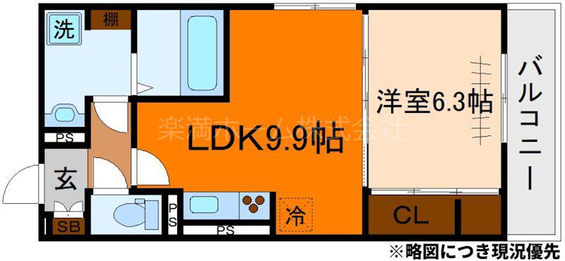 GRAMM西伊達(1LDK/3階)の間取り写真