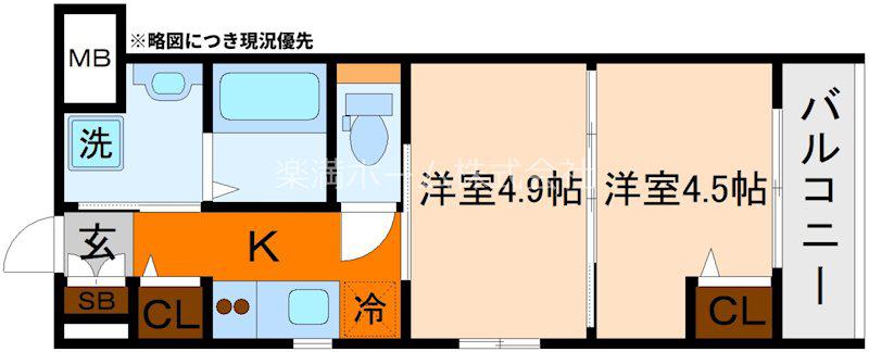 MJC京都ESTRUTH(2K/3階)の間取り写真