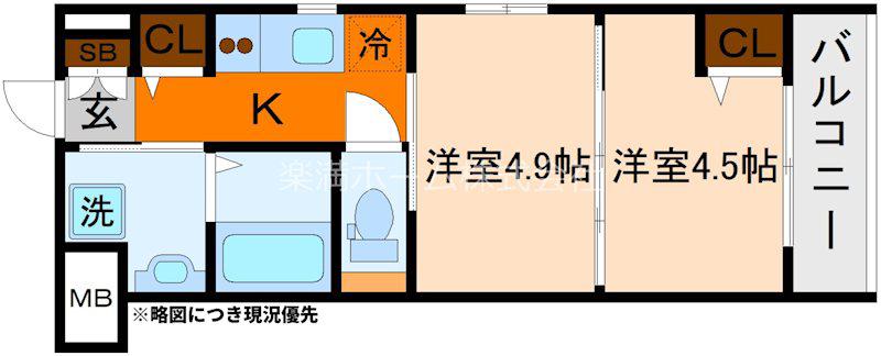 MJC京都ESTRUTH(2K/2階)の間取り写真