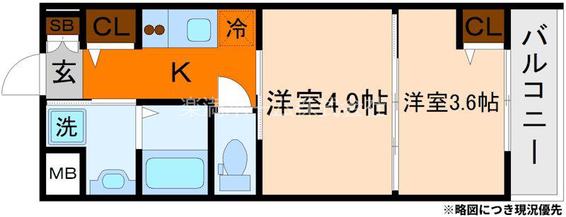 MJC京都ESTRUTH(2K/4階)の間取り写真