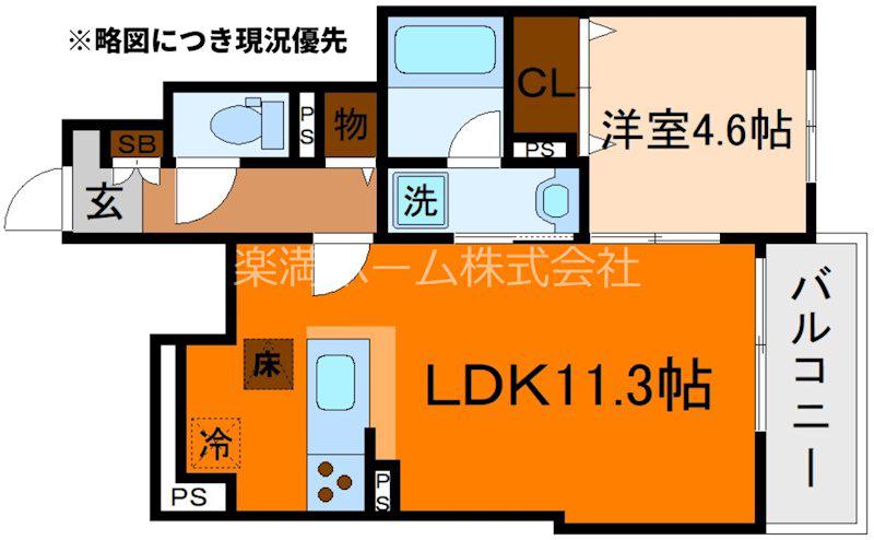 グレーヌ東寺(1LDK/1階)の間取り写真