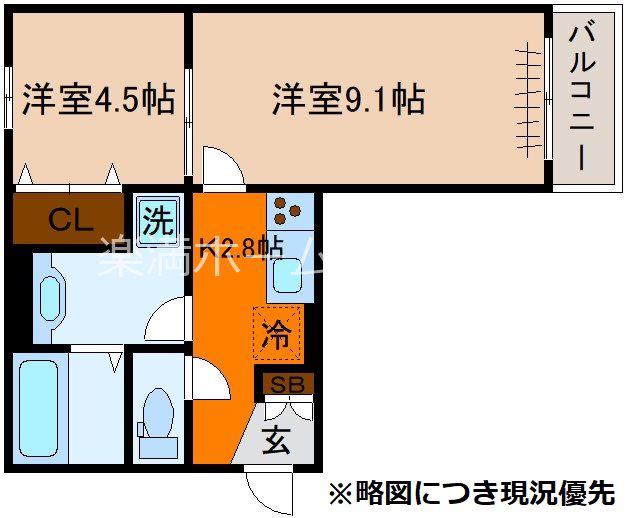 グラシア洛水(1LDK/3階)の間取り写真
