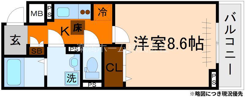 ヒカルサ京都大宮中林II(1K/1階)の間取り写真