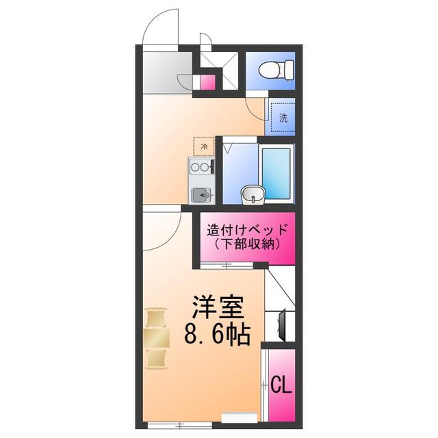 レオパレスパルフェ2(1K/3階)の間取り写真